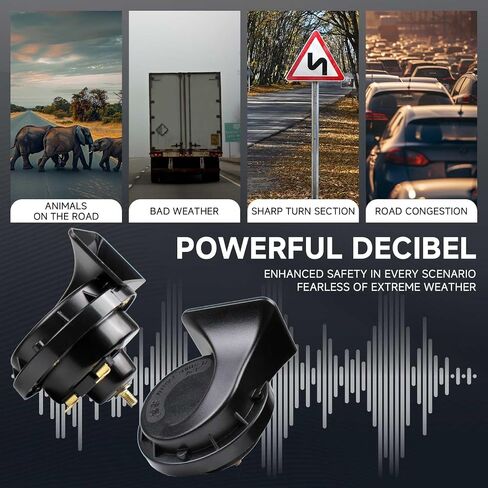 FARBIN Car Horn 12V Compact Motorcycle Horn Super Loud High Low Daul Tone Waterproof Snail Horns for Trucks Trains Cars Pickup Lorries (Black) in Saudi Arabia