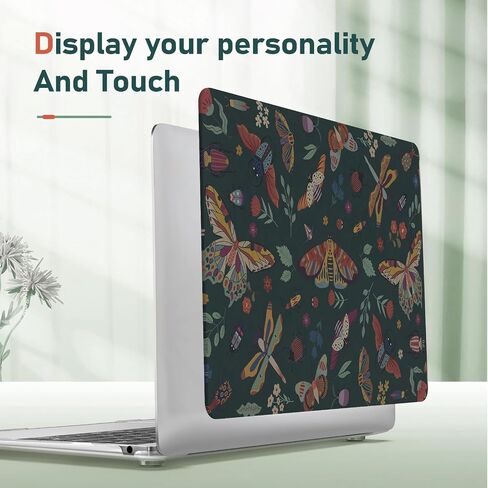 iLeadon Compatible with MacBook Air 13.3 inch Case 2022, 2021-2018 Release A2337 M1 A2179 A1932, Plastic Hard Shell&Keyboard Cover&Screen Film for MacBook Air 13 inch Case, Green Floral in Kuwait