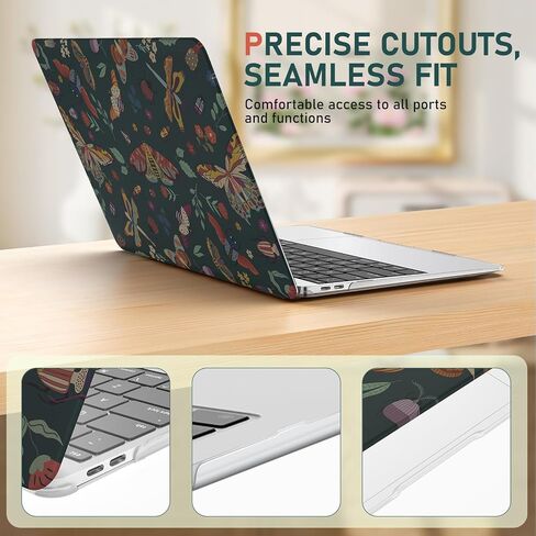 iLeadon Compatible with MacBook Air 13.3 inch Case 2022, 2021-2018 Release A2337 M1 A2179 A1932, Plastic Hard Shell&Keyboard Cover&Screen Film for MacBook Air 13 inch Case, Green Floral in Kuwait