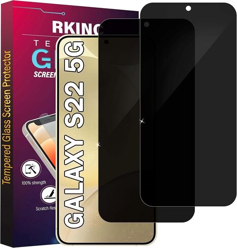 واقي شاشة RKINC [2 عبوة] بالنسبة إلى Samsung Galaxy S22 5G ، واقي شاشة الفيلم الزجاجي المقسّر ، ودعم البصمات البالغ 0.33 مم [Lifetimewarranty] [خالية من الفقاعات] [مضاد للخلع] [مضاد للانتشار] in Kuwait