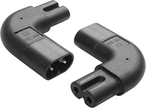 YACSEJAO IEC320 C7 to C8 Right Angle Adapter 2PCS 250V 2.5A Figure 8 IEC 320 C7 to C8 90 Degree Vertical AC Converter for Laptops Printers Scanners (Up Down Angled) in Kuwait
