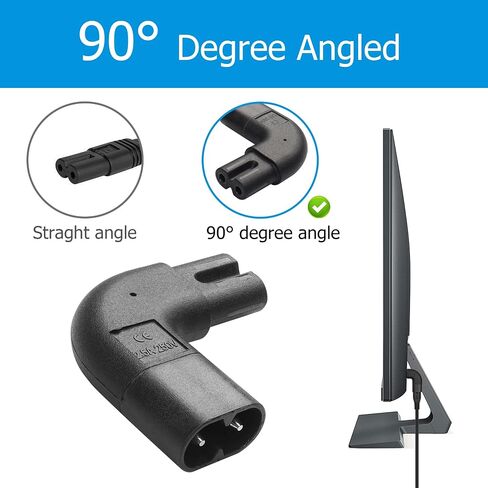 YACSEJAO IEC320 C7 to C8 Right Angle Adapter 2PCS 250V 2.5A Figure 8 IEC 320 C7 to C8 90 Degree Vertical AC Converter for Laptops Printers Scanners (Up Down Angled) in Kuwait