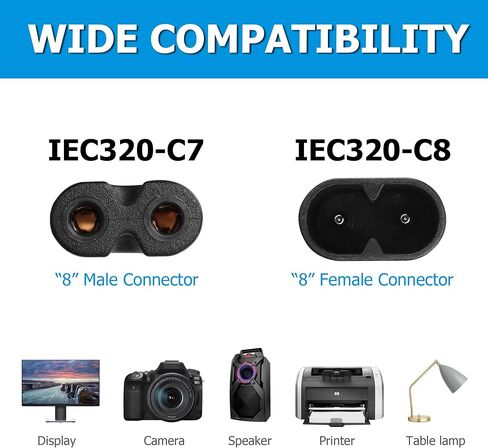 YACSEJAO IEC320 C7 to C8 Right Angle Adapter 2PCS 250V 2.5A Figure 8 IEC 320 C7 to C8 90 Degree Vertical AC Converter for Laptops Printers Scanners (Up Down Angled) in Kuwait
