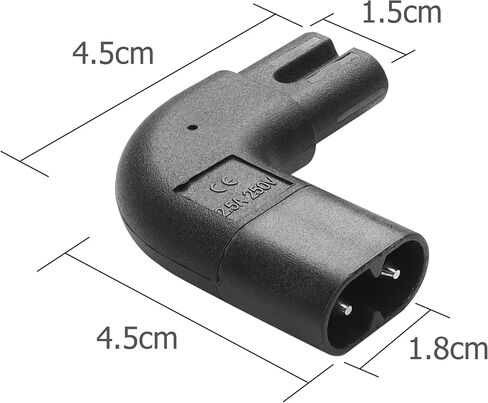 YACSEJAO IEC320 C7 to C8 Right Angle Adapter 2PCS 250V 2.5A Figure 8 IEC 320 C7 to C8 90 Degree Vertical AC Converter for Laptops Printers Scanners (Up Down Angled) in Kuwait