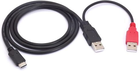 Mini B USB 2.0 Type A Male to Dual USB 2.0 A Male Y Splitter Cable for Delivers Extra Power to External HDD Hard Disk Drives, DVD, CD, Blu-ray (80cm) (USB to Mini) in Kuwait
