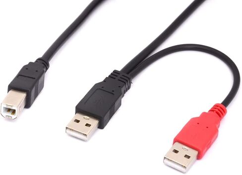 Mini B USB 2.0 Type A Male to Dual USB 2.0 A Male Y Splitter Cable for Delivers Extra Power to External HDD Hard Disk Drives, DVD, CD, Blu-ray (80cm) (USB to Mini) in Kuwait