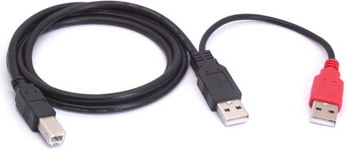Mini B USB 2.0 Type A Male to Dual USB 2.0 A Male Y Splitter Cable for Delivers Extra Power to External HDD Hard Disk Drives, DVD, CD, Blu-ray (80cm) (USB to Mini) in Kuwait