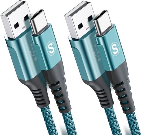 USB Type C Cable 3.1A Fast Charging [2Pack,3.3ft+3.3ft], USB-A to USB-C Charger Nylon Braided Cord for Samsung Galaxy S21 S20 S10 S9 S8 Plus,Note 20 10 9 8 7,A71 A51 A32,LG,Moto,PS5-Orange in Kuwait