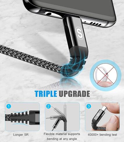 كابل USB Type C Cable 3.1a شحن سريع [2pack ، 3.3 قدم+3.3 قدم] ، سلك USB-A إلى USB-C Charger من نايلون سلك Samsung Galaxy S21 S20 S9 S8 Plus ، Note 20 10 9 8 7 ، A71 A51 A32 ، LG ، Moto ، PS5-Orange in Kuwait
