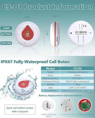 Wireless Call Buttons for Pager System Waterproof Call Button (Need to Be Paired with WNKRUN's Receiver to Work) in Saudi Arabia