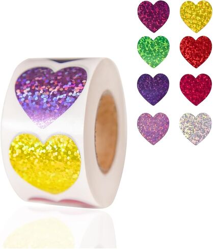 500Pcs Heart Stickers, 1 Inch Glitter Small Heart Shaped Sticker, Love Stickers for Valentines Day/Mothers' Day/Wedding, Decorations for Envelops Gift Wraps, Offices, Teachers & Classrooms in Saudi Arabia