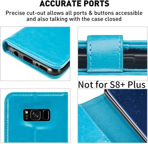 MONASAY Wallet Case Compatible for Galaxy S8, 5.8-inch, [Screen Protector Included][RFID Blocking] Flip Folio Leather Cell Phone Cover with Credit Card Holder, Black in Kuwait