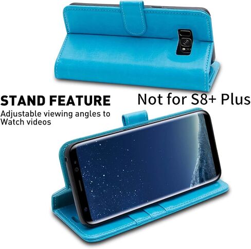 MONASAY Wallet Case Compatible for Galaxy S8, 5.8-inch, [Screen Protector Included][RFID Blocking] Flip Folio Leather Cell Phone Cover with Credit Card Holder, Black in Kuwait