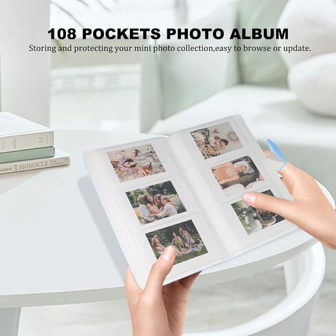 108 Pockets Photo Album Compatible with Fujifilm Instax Mini LiPlay 99 12 11 evo 40 90 70 50S 26 25 9 8+ 8 7S Camera,Mini Photo Album for 54 x 86mm(2.1 x 3.4) Pictures (Clay White) in Kuwait