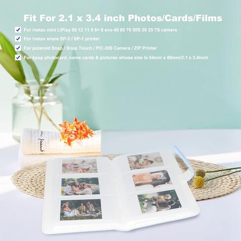 108 Pockets Photo Album Compatible with Fujifilm Instax Mini LiPlay 99 12 11 evo 40 90 70 50S 26 25 9 8+ 8 7S Camera,Mini Photo Album for 54 x 86mm(2.1 x 3.4) Pictures (Clay White) in Kuwait