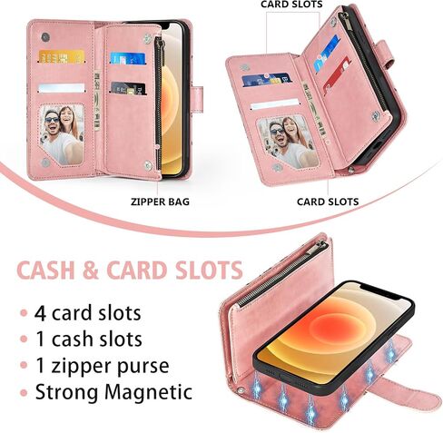 Asuwish Phone Case for iPhone 12 Mini 5.4 SHIPPER WALLET COLLE DISACHIPE COLLE WABLESTS GLASS SCREET SCREETROT STRAP SLOT SLIT IPHISTINE in Kuwait