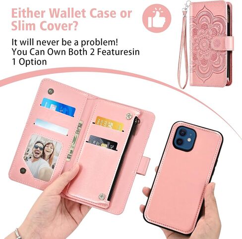Asuwish Phone Case for iPhone 12 Mini 5.4 SHIPPER WALLET COLLE DISACHIPE COLLE WABLESTS GLASS SCREET SCREETROT STRAP SLOT SLIT IPHISTINE in Kuwait