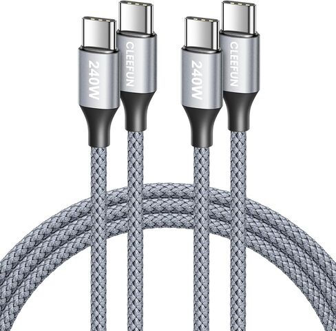 Cleefun 240W USB C to USB C Cable 10ft ، 2 pack USB C To C Charging Charging Type C-Cord Type CoR iPhone 16/15 Pro Max Plus ، Macbook Pro/Air ، لـ iPad USB-C ، Samsung Galaxy S24 S23 ، Pixel ، Pixel ، يُحوّل in Kuwait