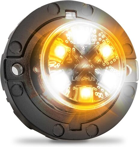 LAMPHUS 4 قطع SnakeEye III AMBER WHITE LED Hideaway Strobe Light [SAE Class 1] [IP67 مقاوم للماء] [72 وضع فلاش] [وحدات متعددة قابلة للمزامنة] [تجاوز ثابت] ضوء شرطة تحذيري للطوارئ للمركبات in Kuwait