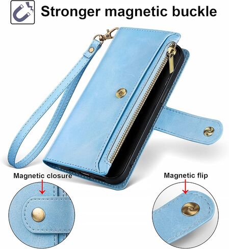 Antsturdy Compatible with Samsung Galaxy S21 Ultra Wallet case with Card Holder for Women Men Phone case RFID Blocking PU Leather Flip Cover with Strap Zipper Credit Card Slots,Rose Gold in Kuwait