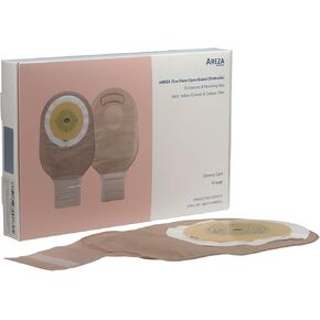 Areza Medical - حقيبة القبلوستور القابلة للتصريف المفتوحة من قطعة واحدة واضطراب اللفائفة مع إغلاق الفيلكرو ، مرشح الكربون وصمام العادم - 10 أكياس لكل صندوق
