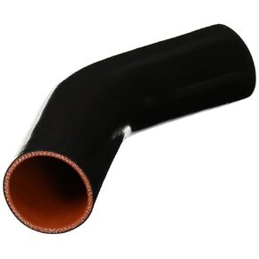HPS HTSEC45-225-BLK Silicone High Temperature 4-ply Reinforced 45 degree Elbow Coupler Hose, 55 PSI Maximum Pressure, 4" Leg Length on each side, 2-1/4" ID, Black