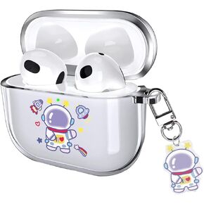 من أجل AirPods لطيف 4 Case 2024 مع Ceychain Carabiner ، Clear Airpods 4 CASE CARONITE ANIME PANDY SOWNIDE مع زخارف للأطفال نساء النساء (DUCK & FLOWER)