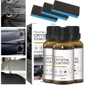 3Pcs Crystal Coating for Car, Plastic Parts Crystal Coating, Cristal Para PláStico Del Carro for Car, Easy to Use Car Refresher, Great Gloss Protection, Long Duration Refurbish Agent with Spong