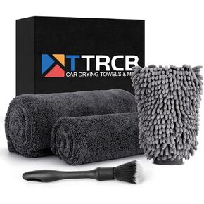 2 Pack 1300 GSM Car Drying Towel, Microfiber Towels for Cars - 36" x 24" & 16" x 16", Ultra-Absorbent, Streak Free, Premium Double Twisted-Loop Microfiber Cleaning Cloth with Car Wash Mitt