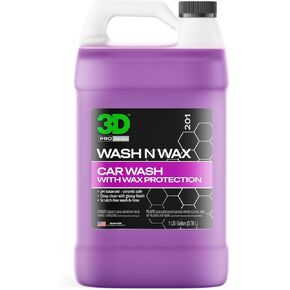 3D Wash N Wax Car Wash Soap - PH متوازن ، شطف سهل ، صابون خالي من الخدش مع حماية الشمع - 1 جالون