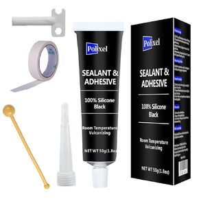 Black RTV Silicone Sealant Adhesive, 100% Silicone Caulk, Waterproof Sealant for Weatherstrip, Windscreen, Engine, High Bond Strength Adhesive Cars & Home Shrink & Crack Proof – 1.8oz / 50g