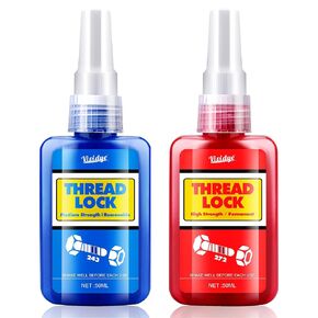 Thread Lock, 50ml Medium and 50ml Strong Strength Threadlocker for Locking Nuts, Bolts, Fasteners and Metals, Thread Locker Sealant to Prevent Loosening & Corrosion (Removable + Permanent)