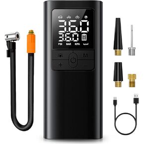 ضاغط الهواء المحمول في الإطارات - 150psi و 10000mAh مضخة هواء اللاسلكي مع مقياس ضغط الإطارات الرقمي ، شاشة شاشة LCD مزدوجة دقيقة ، للسيارة/الدراجة النارية/الدراجة الإلكترونية/الكرة