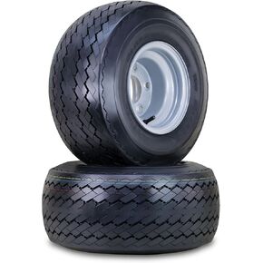 Roadguider Golf Cart Wheel Wheel Assembly 18x8.5-8 4-ply مع 4 العروات على 4 بوصات الفضة PCD ، مجموعة 2