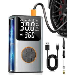 ضاغط الهواء المحمول ، مضخة هواء الدراجة ، مضخة هواء 150psi لإطارات السيارات مع شاشة مزدوجة LCD ومقياس ضغط الإطارات الرقمية ، ضاغط الهواء للدراجات ، دراجة نارية ، سيارة مضغوطة ، الكرة