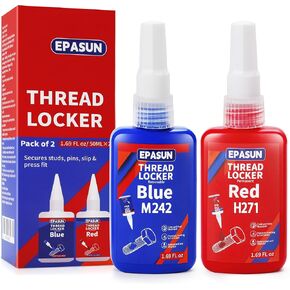 Threadlocker Blue and Red, 50mlx2 Thread Lock Medium and Strong Strength Lock Tight for Nuts, Bolts, Fasteners, and Metals to Prevent Loosening and Corrosion in Kuwait