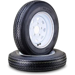 WANDA 4.80x12 Trailer Tire Wheel Assembly 4.80-12 6-Ply C 79M 5 Lug on 4.5" PCD White Spoke Rim,SET 2
