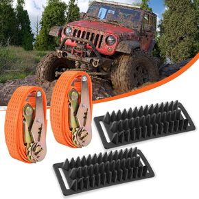 2 Pack Tire Metal Gripper Traction Straps, Anti-Skid Emergency Mud Vehicle Recovery Blocks for Get Unstuck, Compatible with Car SUV Pickup Truck for Mud, Sand, Snow and Ice