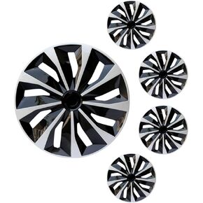 غطاء عجلة Hubcap استبدال R16 Caps Universal Wheel Rim Cover ABS المواد الخارجية للسيارة SUV SUV-SUV من 4 （16 بوصة ， Silver-Black）