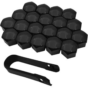 20PCS Lug Nut Covers, 21mm Hexagonal Nut Covers with Removal Tool, Car Wheel Nut Caps, Wheel Center Bolt Caps, Universal for Most Car Lug Nut Caps, Automotive Exterior Accessories (Black)