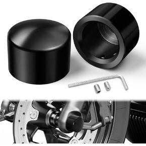 Amazicha Black Front Axle Nut Cover Caps Captiber For Harley Softail Touring Street Glide Electra Glides Road Glides Sportster 08-Later