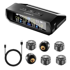 نظام مراقبة ضغط الإطارات RV -TPMS 2025 ترقية مراقبة ضغط الإطارات مع 6 أجهزة استشعار ، شحن الطاقة الشمسية وشاشة LCD ملونة ، 0-9.9BAR/144PSI نطاق ، 6 أوضاع إنذار لـ RV/TRAILER/TRACK IP67