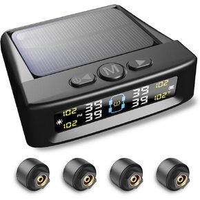نظام مراقبة ضغط الإطارات ، TPMS مع شحن الطاقة الشمسية والاسترخاء ، نظام مراقبة ضغط الإطارات مع 4 أجهزة استشعار خارجية و 6 أوضاع إنذار ، شاشة LCD ملونة مع النوم التلقائي للسيارة ، سيدان ، سيارات الدفع الرباعي ، Van ، RV