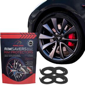 Rimsavers Red Alloy Wheel Protectors | ONLY FOR FLAT EDGED Wheels | 3 Colors Available | Durable Rim Guards | Car Wheel Scratch Protection | Rim Protection