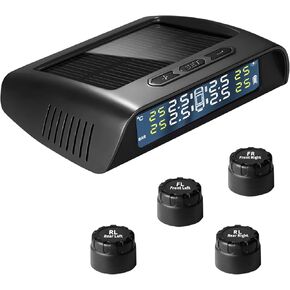 نظام مراقبة ضغط الإطارات ، TPMS لـ RV و Trailer ، TPMs تعمل بالطاقة الشمسية مع شاشة LCD ، 4 أجهزة استشعار ، ضغط في الوقت الحقيقي ومراقبة درجة الحرارة
