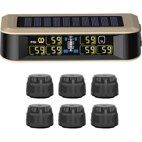 نظام مراقبة ضغط الإطارات B-QTech ، Solar RV TPMS ، تبديل وضع العجلات 4/6 ، مراقبة ضغط الإطارات (0 ~ 199psi) مع 6 مستشعرات 5 أوضاع الإنذار في الوقت الحقيقي ضغط ودرجة الحرارة