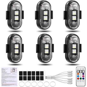 6pcs مصابيح LED لاسلكية للسيارة مع التحكم عن بعد ، LED اللاسلكي LED Strobe Lights 8 Colors USB Charing IP65 مقاومة للماء مضاد للبقعة ضوء للسيارة الداخلية للدراجات النارية دراجة الطائرات الطائرات