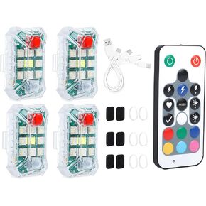 4PCS-500MAH LED LED LED مصابيح قوية مع التحكم عن بعد مضاد للتصادم IP65 مقاومة للماء قابلة لإعادة الشحن العالية اللاسلكية مصابيح LED لدراجة الدراجات النارية بدون طيار السيارة