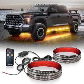 OPT7 2PCS 63 "LED Strobe Light Strips - مقاوم تجريع لوحة طوارئ مع التحكم عن بعد ، مصابيح وميض العنبر والأبيض مع 31 أوضاع تحذير لسيارات بناء الشاحنات