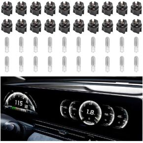 20PCS T5 17 57 79 86 Halogen Instrument Cluster Bulbs with 20PCS Bulb Sockets,12V Dash Light Bulbs for Speedometer,Tachometer,Gauge Cluster,Universal Car Dashboard Light Bulbs (Red)